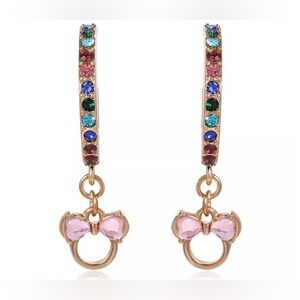 Disney Colorful Stone Hoop Earrings with Pink Bow